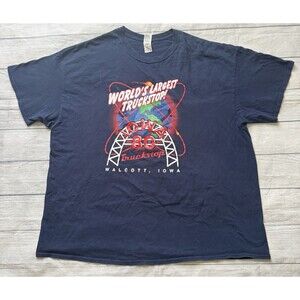 Iowa 80 Worlds Largest Truck Stop Graphic T Shirt Size 3XL Gildan Tag Dark Blue